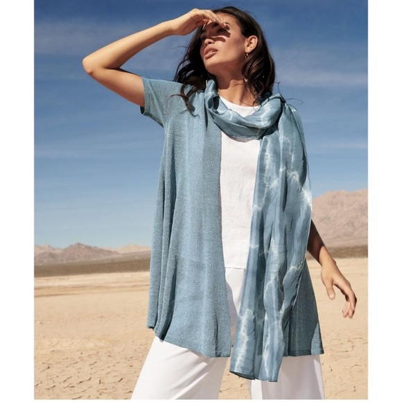 Eileen Fisher Organic Linen Crepe Shimmer Cardigan with Silk Tank Medium - Picture 4 of 14